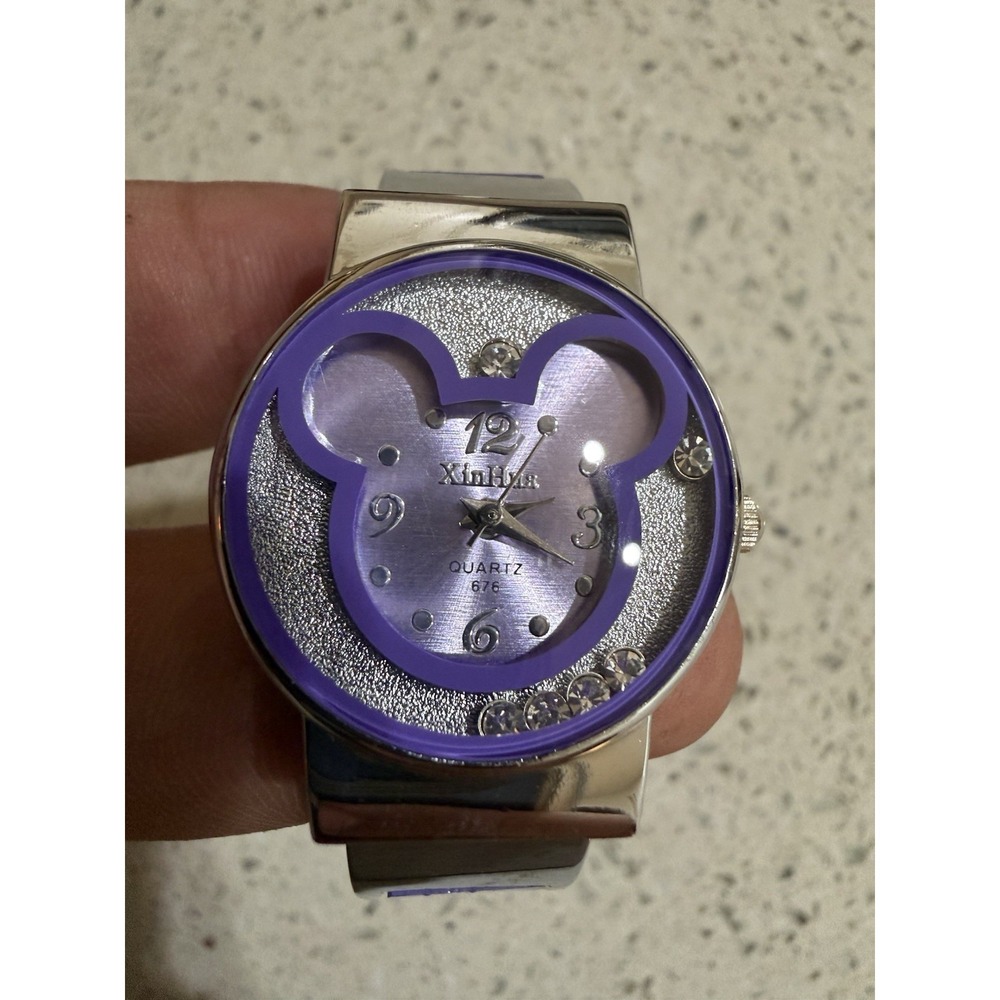 Mickey Mouse Quartz Watch Two Shades in Color with Silver-Tone